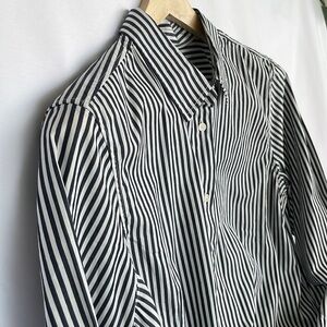 NWT GAP Women's Striped Button Down Shirt - Navy and White Size L